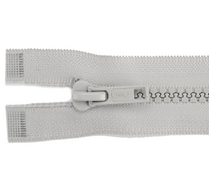 22 Inch GREY Seperating Jacket Zipper | Heavy Duty Molded Plastic | Anti Iceing & UV Stable