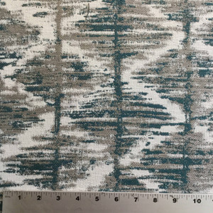 1.25 Yard Piece of Abstract Diamonds Blue / White / Taupe | Sunbrella Upholstery Fabric | 54 Wide