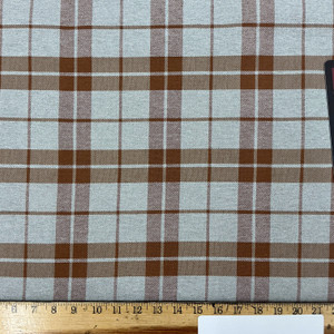 Plaid Twill in Orangish Brown and Grey | Upholstery Fabric | Medium Weight | 54" Wide | By the Yard