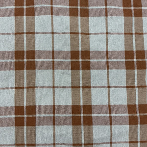 Plaid Twill in Orangish Brown and Grey | Upholstery Fabric | Medium Weight | 54" Wide | By the Yard