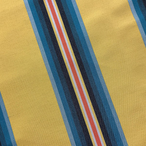 Stripes in Yellow / Teal / Orange / Black | Outdoor Upholstery Fabric | Waterproof | Solution Dyed Acrylic | 54" Wide | By the Yard