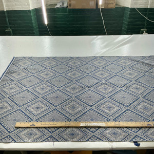 Diamond Jacquard in Blue / Beige | Upholstery Fabric | Medium to Heavyweight | Durable | 54" Wide | By the Yard