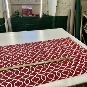 Morrow in Carmine Red | Outdoor Waterproof Upholstery Fabric | Lattice in Red, Black, White | Europatex | 60" Wide | By the Yard