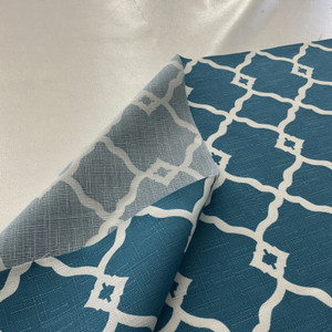 Fretwork Onyx in  Blue | Outdoor Waterproof Upholstery Fabric | Lattice in Blue and White | Europatex | 60" Wide | By the Yard (Same as Jay0125-124)