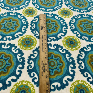 Sundial in Multi | Outdoor Waterproof Upholstery Fabric | Medallions in Green, Blue, White | Europatex | 60" Wide | By the Yard