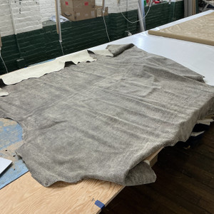 Antique Distressed Full Grain Leather Cow Hide | Dark Brown Rough Suede Texture | 38 to 45 square feet | 2 to 2.5 oz. | Full Hide