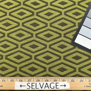 3 Yard Piece of Green & Brown Diamond Lattice Upholstery Fabric | 54