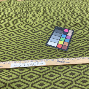 3 Yard Piece of Green & Brown Diamond Lattice Upholstery Fabric | 54