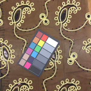 12 Yard Piece of Black/gold Metallic Stretch Lace Fabric | Metallic Gold Braid Paisley Pattern | By The Yard | 60 inch wide