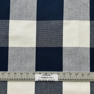 Big Check in Ink | Upholstery / Slipcover Fabric | Navy Blue and White | 100% Cotton | 55" Wide | Medium Weight | By the Yard