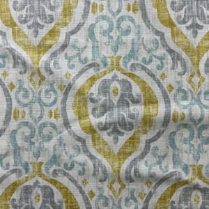Alahambra in Citrine | Home Decor Fabric | Yellow / Grey / Blue | Covington | 100% Cotton | 54" Wide | By the Yard