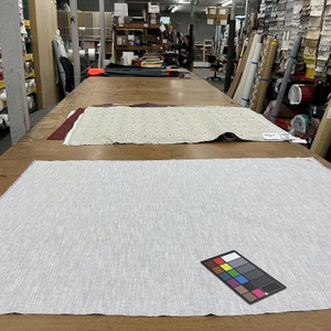 Paradigm in Platinum | Upholstery / Drapery Fabric | Herringbone Weave in Grey / White | Swavelle | 54" Wide | By the Yard