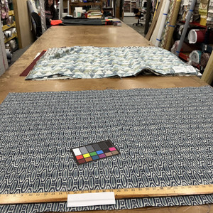 Flat Rock in Sea | Upholstery Fabric | Geometric Design in Blue / Pale Grey | Swavelle | 54" Wide | Heavyweight | BTY