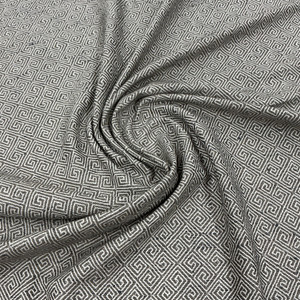 Buffy in Smoke | Upholstery Fabric | Greek Key Design in Taupe / Grey / Off White | Swavelle | 54" Wide | Heavyweight | BTY