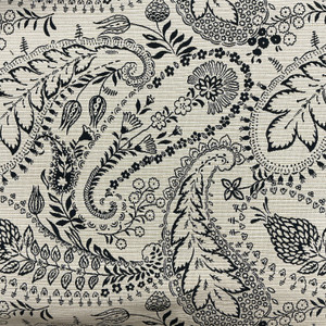 Floral Paisley in Black / Beige | Upholstery Fabric | Heavyweight | 54" Wide | By the Yard
