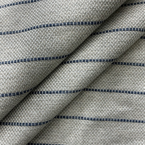 Baychester in Denim | Upholstery Fabric | Stripes in Grey / Beige / Blue | Richloom | Heavyweight | 54" Wide | By the Yard