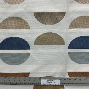 Braga in Sedona | Upholstery Fabric | Half Circles Design in Brown / Blue / Off White | Heavyweight | Richloom | 54" Wide | By the Yard