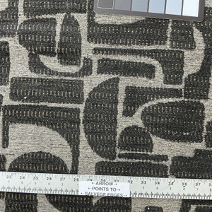 Bugati in Praline | Upholstery Fabric | Chenille Abstract Design | Black / Brown / Grey | Richloom | 54" Wide | By the Yard
