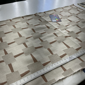 Charger in Nutmeg | Upholstery Fabric | Modern Geometric in Off White / Beige / Brick | Richloom | Heavy Weight | 54" Wide | BTY