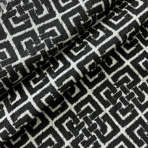 Emblem in Tuxedo | Upholstery Fabric | Chenille Lattice in Black / White | Richloom | Heavy Weight | 54" Wide | By the Yard