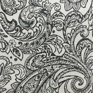 Lizbeth in Graphite | Upholstery Fabric | Leafy Paisley in Black / Grey / White | Richloom | Heavyweight | 54" Wide | By the Yard