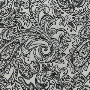 Lizbeth in Graphite | Upholstery Fabric | Leafy Paisley in Black / Grey / White | Richloom | Heavyweight | 54" Wide | By the Yard