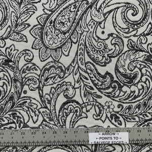 Lizbeth in Graphite | Upholstery Fabric | Leafy Paisley in Black / Grey / White | Richloom | Heavyweight | 54" Wide | By the Yard
