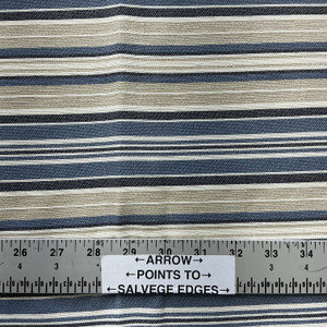 Equivalent in Ocean | Upholstery Fabric | Stripes | Blue / Beige / Off White | Medium Weight | Richloom | 54" Wide | By the Yard