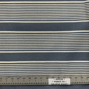 Script in Denim | Upholstery Fabric | Stripes | Denim Blue / Off White | Medium Weight | Richloom | 54" Wide | By the Yard