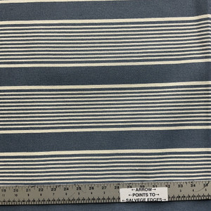 Script in Denim | Upholstery Fabric | Stripes | Denim Blue / Off White | Medium Weight | Richloom | 54" Wide | By the Yard