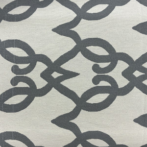 Tikal in Smoke | Upholstery Fabric | Scrollwork Lattice in Grey and Off White | Heavyweight | Richloom | 54" Wide | By the Yard