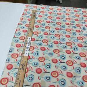 6 Yard Piece of Pink and Blue Lollipop Floral on Ivory Lightweight 100% Cotton Printed Batiste Fabric | Apparel | Tops | Crafts | Drapery | By The Yard | 58 inch Wide