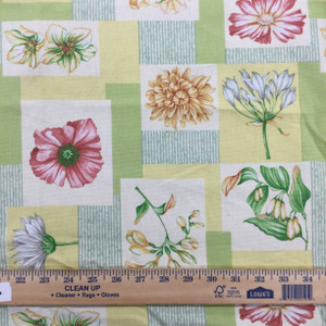 5 Yard Piece of "Garden Gallery" Waverly | Botanical in Green / Yellow / Pink | Home Decor / Drapery Fabric | 54" Wide | By the Yard