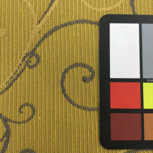 3 Yard Piece of Scroll Swirl Jacquard Fabric | Gold / Grey | Heavy Upholstery | 54" Wide | By the Yard