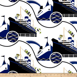 2.5 Yard Piece of Ralph Lauren Home LCF67729F Outdoor Villa Bleu Ocean | Medium Weight Outdoor Fabric | Home Decor Fabric | 55" Wide | FDC0123-0545010-REM2