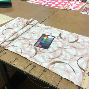 4 Yard Piece of Abstract Swirls in Pink / Brown / White | Home Decor Fabric | 54" Wide | By the Yard