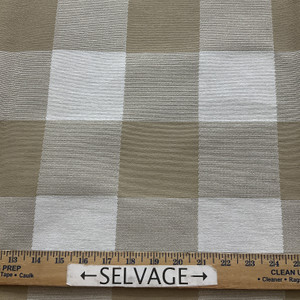 2.5 Yard Piece of Artistry Buffalo Check Jacquard Tan/White | Heavyweight Jacquard Fabric | Home Decor Fabric | 56" Wide