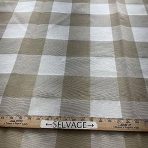 2.5 Yard Piece of Artistry Buffalo Check Jacquard Tan/White | Heavyweight Jacquard Fabric | Home Decor Fabric | 56" Wide