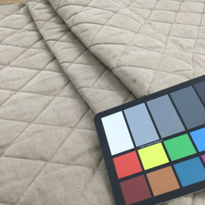1.25 Yard Piece of Beige Microsuede Pre-Quilted Fabric | Diamond Design | Insulated Curtain / Upholstery / Auto Upholstery / Blankets | 54" Wide | By the Yard