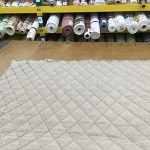 1.25 Yard Piece of Beige Microsuede Pre-Quilted Fabric | Diamond Design | Insulated Curtain / Upholstery / Auto Upholstery / Blankets | 54" Wide | By the Yard