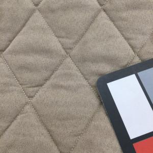 1.25 Yard Piece of Beige Microsuede Pre-Quilted Fabric | Diamond Design | Insulated Curtain / Upholstery / Auto Upholstery / Blankets | 54" Wide | By the Yard