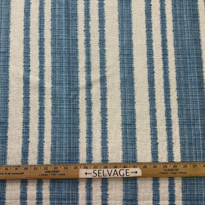 1.5 Yard Piece of Blue White Stripe | Upholstery Fabric | 54" Wide |By The Yard