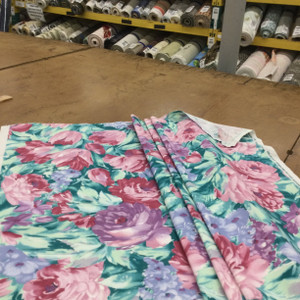 3 Yard Piece of Painterly Floral in Fuchsia  Pink / Jade / Mint  | Home Decor Fabric | Linen Blend | 54" Wide | By the Yard