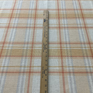 2.25 Yard Piece of Plaid Slub Weave in Orange / White / Light Grey | Upholstery Fabric | Heavy Weight | 54" Wide | By the Yard