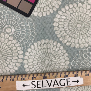 2 Yard Piece of Modern Floral Home Decor Fabric | Light Teal / Off White | Curtains / Light Upholstery | 100% Cotton | 54" Wide | By the Yard | PKL Studios "Pasadena" in Fog