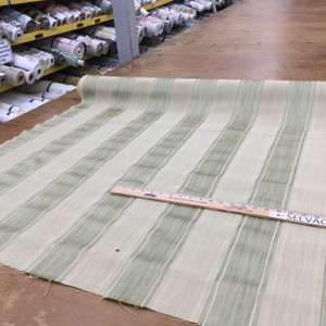 3 Yard Piece of Striped Jaquard Fabric | Green / Beige | Medium Weight | Drapery / Upholstery | 54" Wide | By the Yard