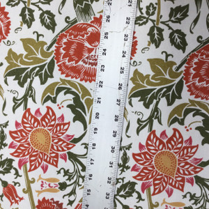 1.75 Yard Piece of Floral Red / Green / White | Home Decor Fabric | Premier Prints | 54 Wide | By the Yard