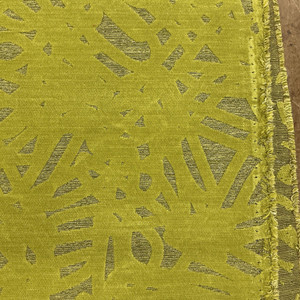 1.5 Yard Piece of Abstract Design in Citron Green | Velvet Upholstery Fabric | Heavy Weight | 54" Wide | By the Yard