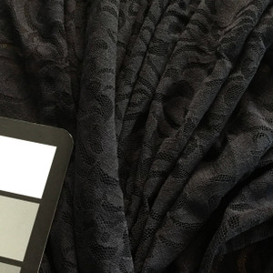 2.25 Yard Piece of Black Floral Lace Fabric | Apparel / Curtains | 54" Wide | By the Yard