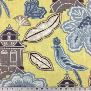 2 Yard Piece of Emperor's Garden in Chartreuse Upholstery Drapery Fabric | Braemore | 54W | BTY